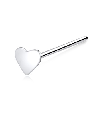 Solid Heart Silver Straight Nose Stud NSKA-601